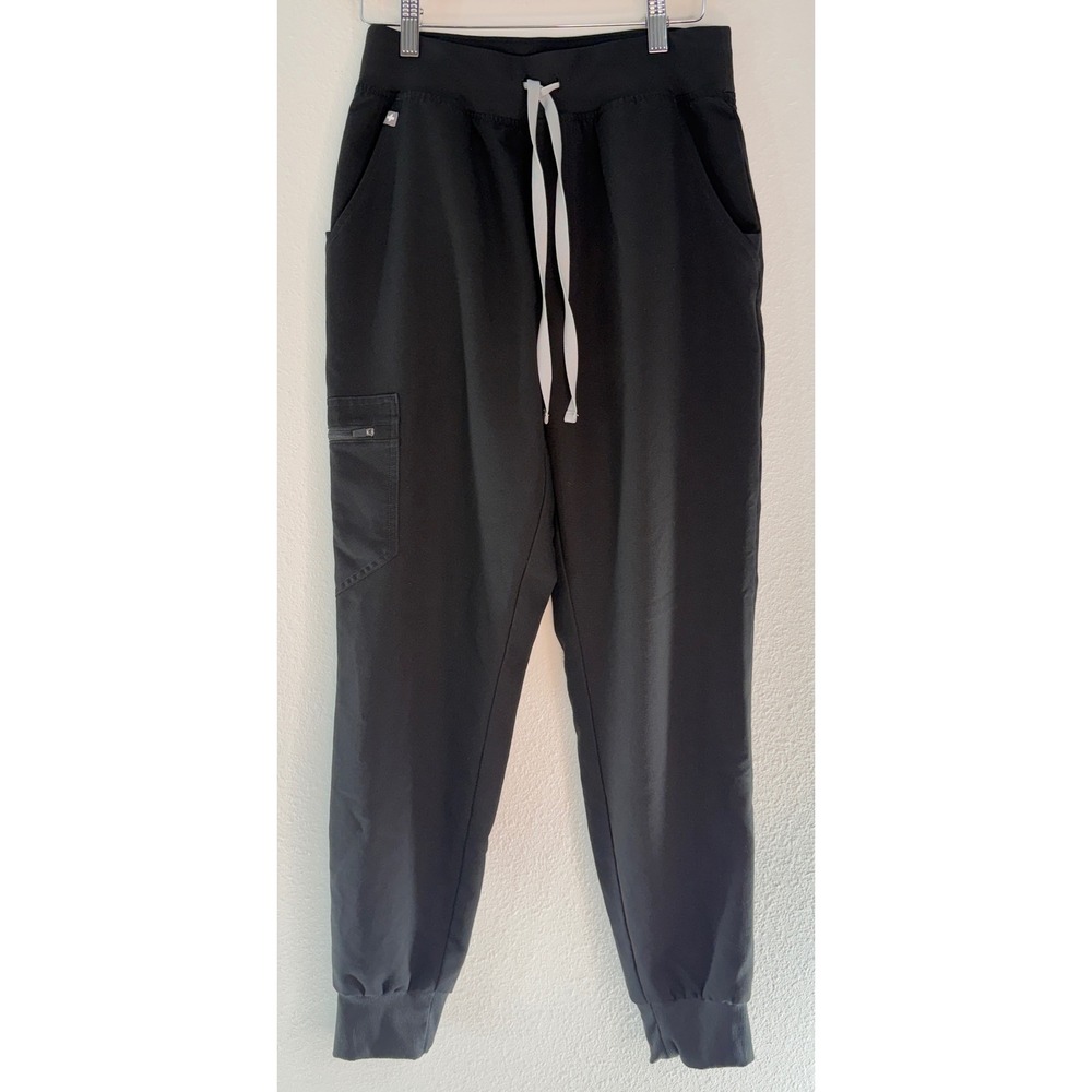 Figs Zamora Black Jogger Scrub Pants High Waisted Cargo Medical Professional